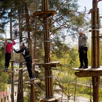 Seikkailupuisto Huipussa on ratoja usealla eri korkeudella.